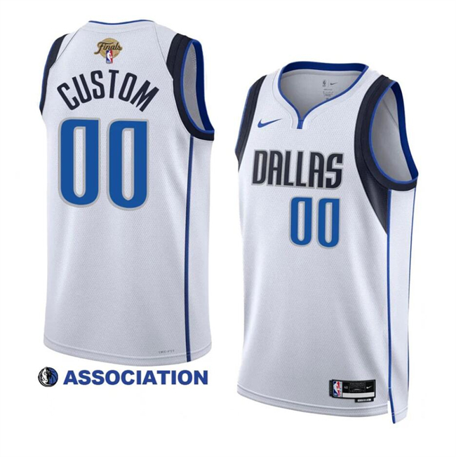 Personalized Men’s Dallas Mavericks Active Player White 2024 Finals Association Edition Stitched Basketball Jersey