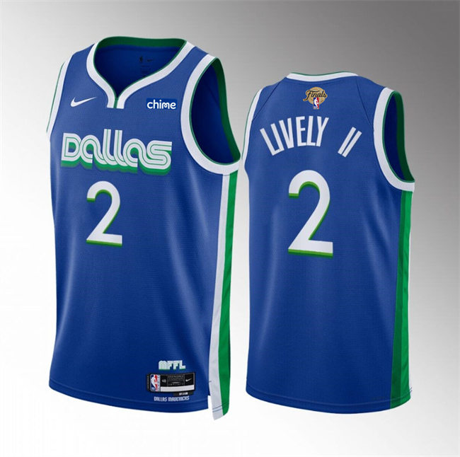 Personalized Men’s Dallas Mavericks #2 Dereck Lively II Blue 2024 Finals City Edition Stitched Basketball Jersey