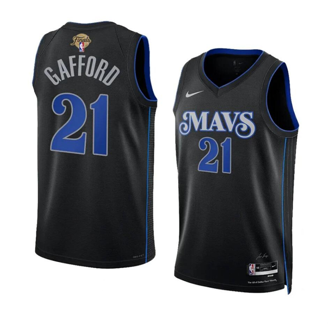 Personalized Men’s Dallas Mavericks #21 Daniel Gafford Black 2024 Finals City Edition Stitched Basketball Jersey
