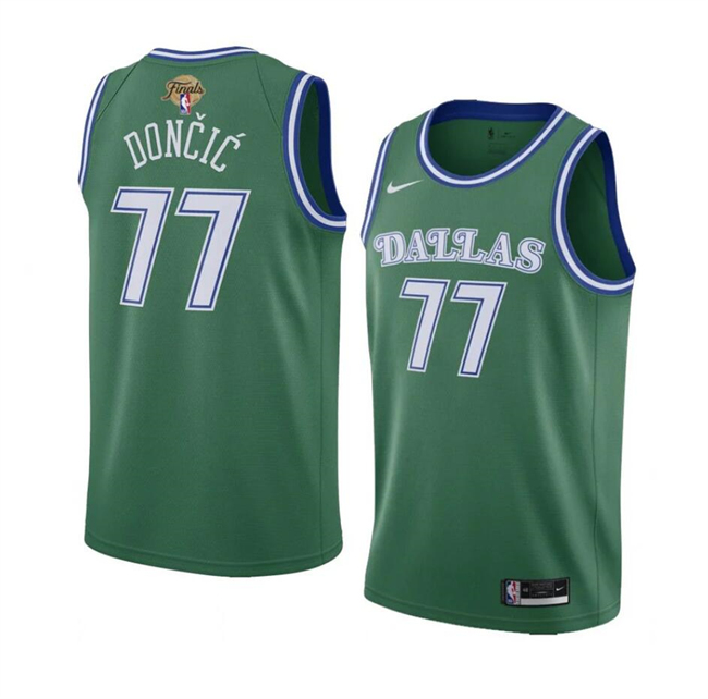Personalized Men’s Dallas Mavericks #77 Luka Doncic Green 2024 Finals Classic Edition Stitched Basketball Jersey