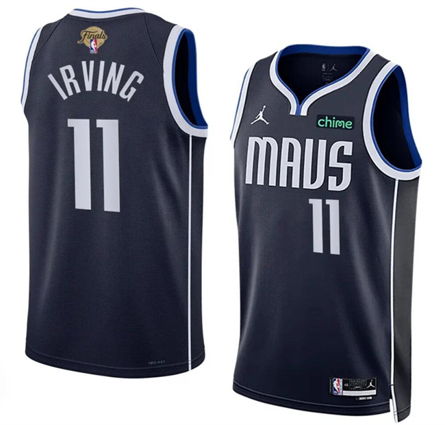 Personalized Men’s Dallas Mavericks #11 Kyrie Irving Navy 2024 Finals Statement Edition Stitched Basketball Jersey