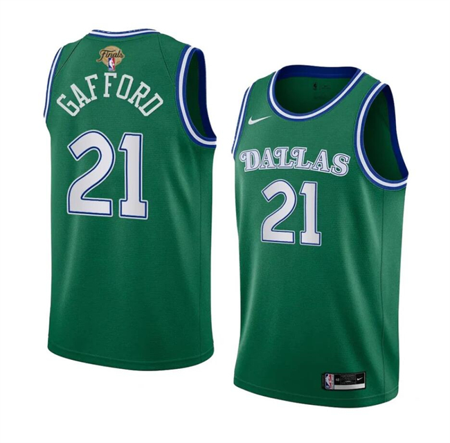 Personalized Men’s Dallas Mavericks #21 Daniel Gafford Green 2024 Finals Classic Edition Stitched Basketball Jersey