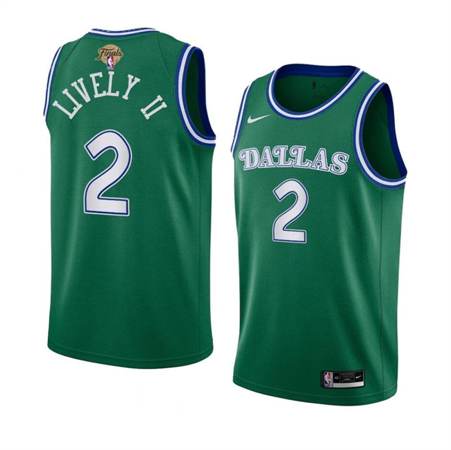 Personalized Men’s Dallas Mavericks #2 Dereck Lively II Green 2024 Finals Classic Edition Stitched Basketball Jersey