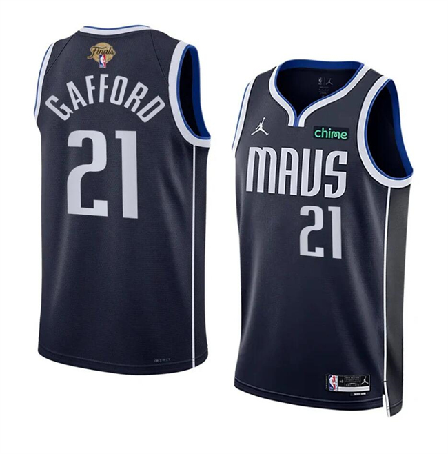 Personalized Men’s Dallas Mavericks #21 Daniel Gafford Navy 2024 Finals Statement Edition Stitched Basketball Jersey