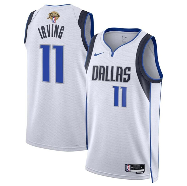 Personalized Men’s Dallas Mavericks #11 Kyrie Irving White 2024 Finals Association Edition Stitched Basketball Jersey