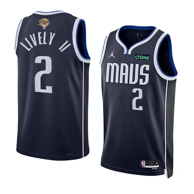 Personalized Men’s Dallas Mavericks #2 Dereck Lively II Navy 2024 Finals Statement Edition Stitched Basketball Jersey
