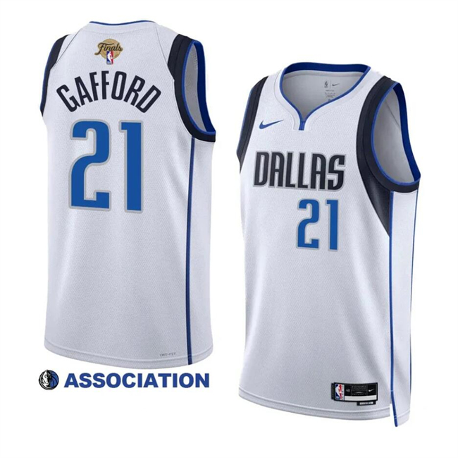 Personalized Men’s Dallas Mavericks #21 Daniel Gafford White 2024 Finals Association Edition Stitched Basketball Jersey