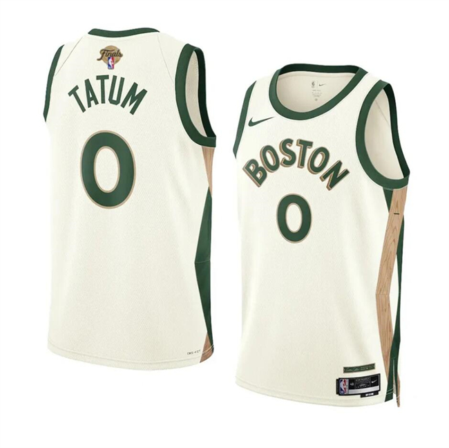 Personalized Men’s Boston Celtics #0 Jayson Tatum Cream 2024 Finals City Edition Stitched Basketball Jersey
