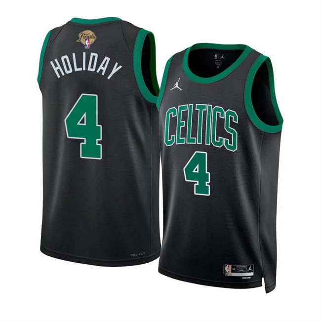 Personalized Men’s Boston Celtics #4 Jrue Holiday Black 2024 Finals Statement Edition Stitched Basketball Jersey
