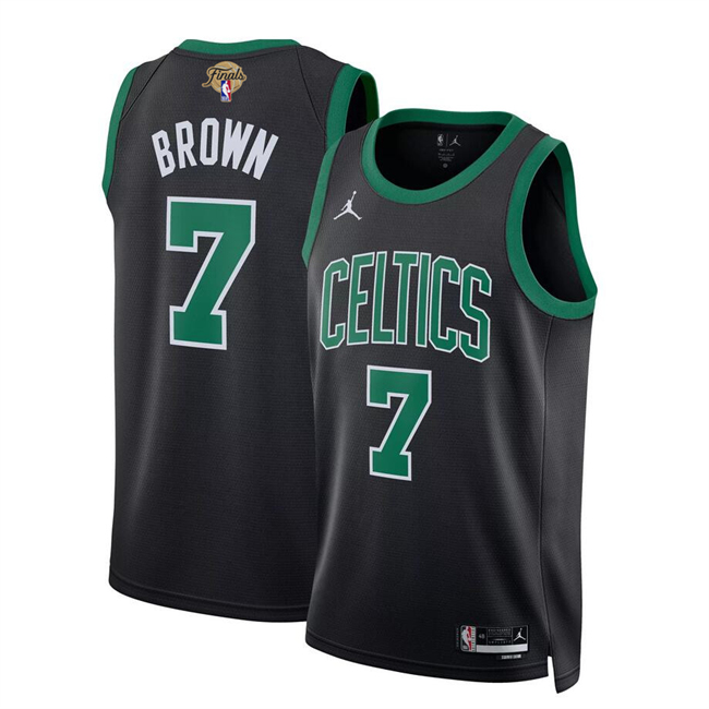 Personalized Men’s Boston Celtics #7 Jaylen Brown Black 2024 Finals Statement Edition Stitched Basketball Jersey