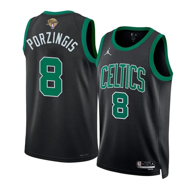 Personalized Men’s Boston Celtics #8 Kristaps Porzingis Black 2024 Finals Statement Edition Stitched Basketball Jersey