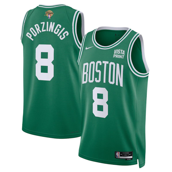 Personalized Men’s Boston Celtics #8 Kristaps Porzingis Kelly Green 2024 Finals Icon Edition Stitched Basketball Jersey