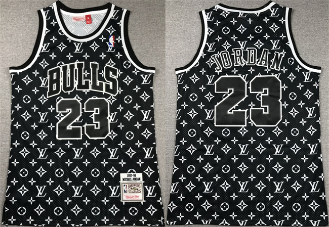 Personalized Men’s Chicago Bulls #23 Michael Jordan Black 1997-98 Stitched Basketball Jerseys