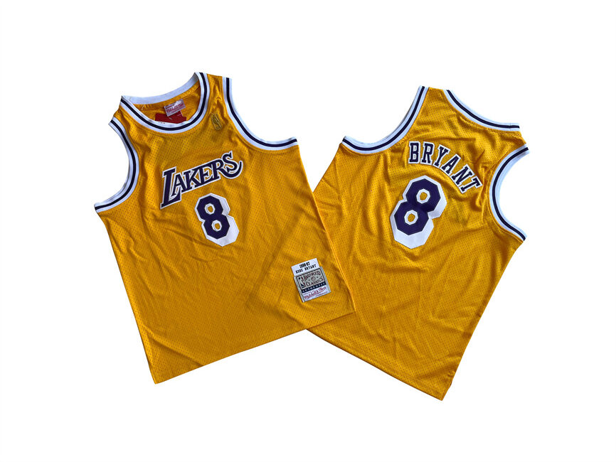 Personalized Youth Los Angeles Lakers #8 Kobe Bryant Yellow Stitched Basketball Jersey