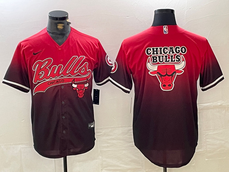Personalized Men’s Chicago Bulls Red Black With Patch Cool Base Stitched Baseball jerseys