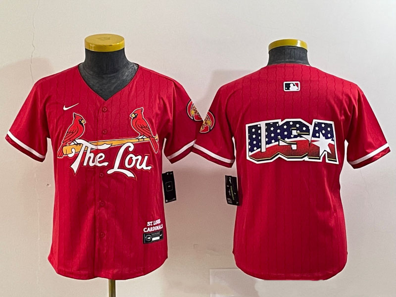 Personalized Youth St. Louis Cardinals Team Big Logo Red 2024 City Connect Limited Stitched Baseball Jerseys