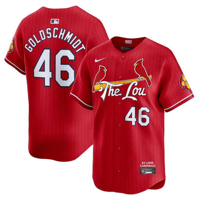 Personalized Youth St. Louis Cardinals #46 Paul Goldschmidt Red 2024 City Connect Limited Cool Base Stitched Baseball Jersey