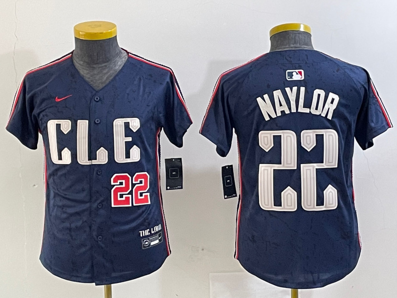 Personalized Youth Cleveland Guardians #22 Josh Naylor Navy 2024 City Connect Limited Stitched jerseys