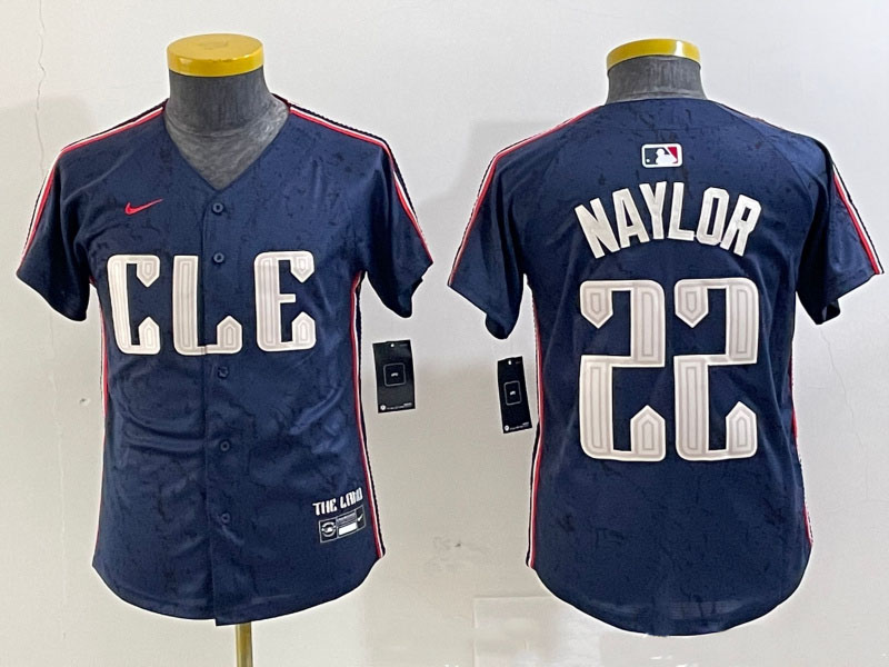 Personalized Youth Cleveland Guardians #22 Josh Naylor Navy 2024 City Connect Limited Stitched Jerseys
