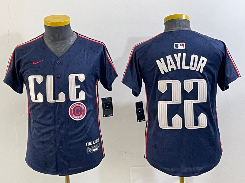 Personalized Youth Cleveland Guardians #22 Josh Naylor Navy 2024 City Connect Limited Stitched Jerseys