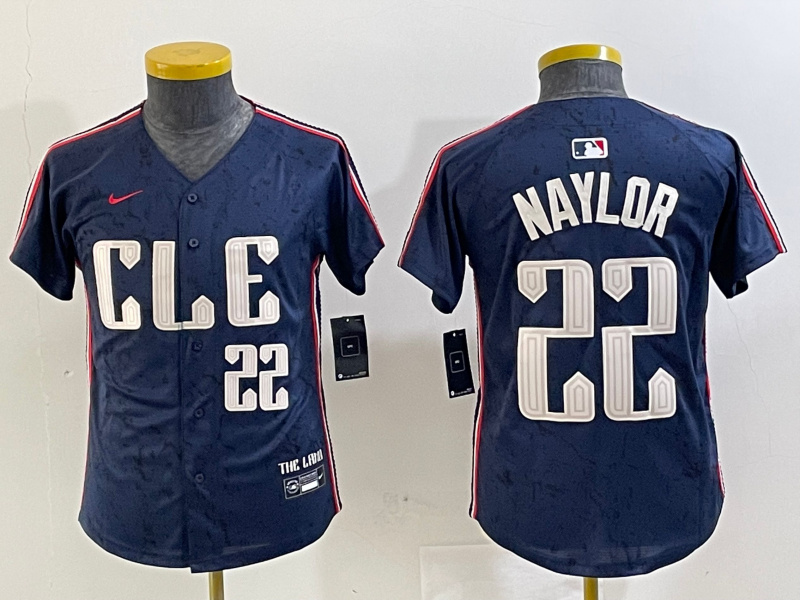 Personalized Youth Cleveland Guardians #22 Josh Naylor Navy 2024 City Connect Limited Stitched Jerseys