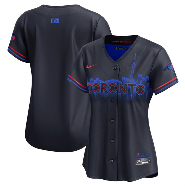 Personalized Women’s Toronto Blue Jays Blank Black 2024 City Connect Limited Stitched Baseball Jersey(Run Small)