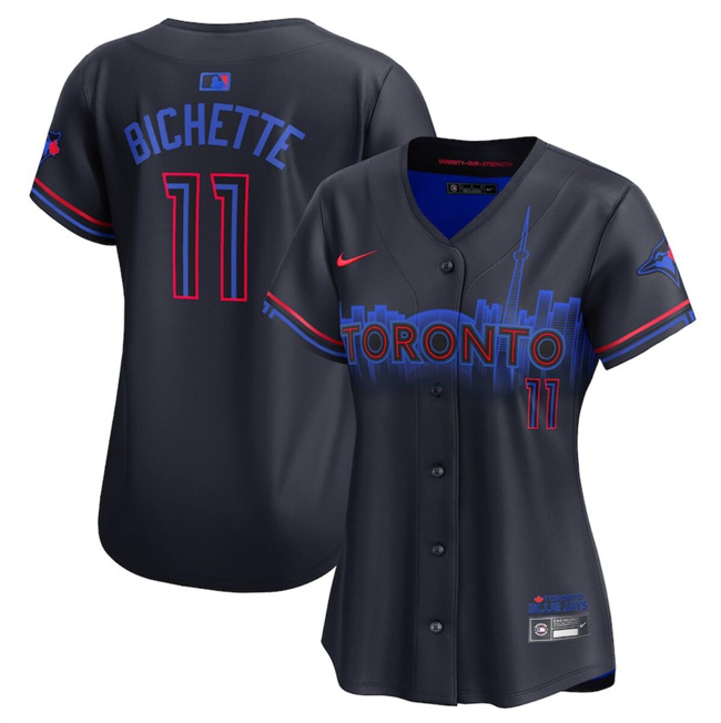 Personalized Custom Women’s Toronto Blue Jays Navy 2024 City Connect Limited Stitched Baseball Jersey