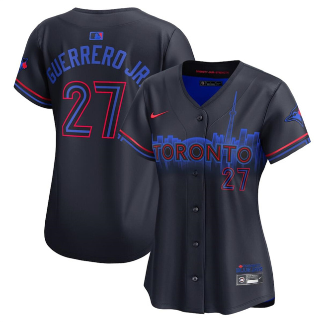 Personalized Women’s Toronto Blue Jays #27 Vladimir Guerrero Jr. Black 2024 City Connect Limited Stitched Baseball Jersey(Run Small)