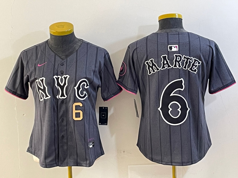 Personalized Women’s New York Mets Graphite 2024 City Connect Limited Stitched Baseball Jersey