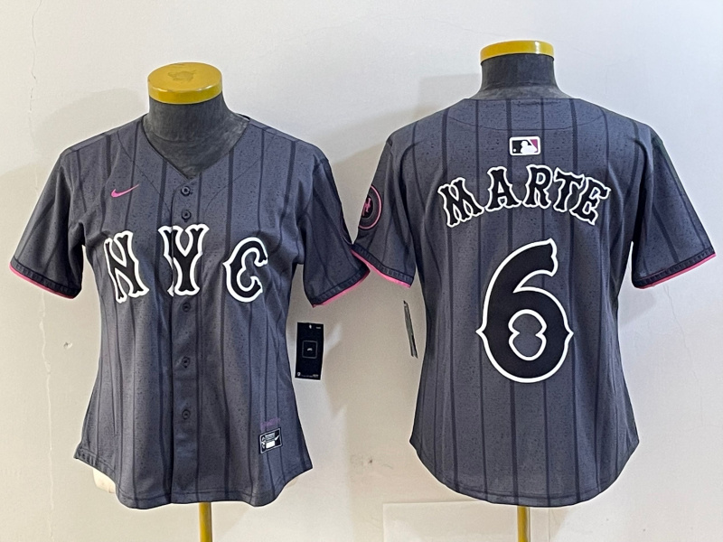 Personalized Women’s New York Mets Graphite 2024 City Connect Limited Stitched Baseball Jerseys