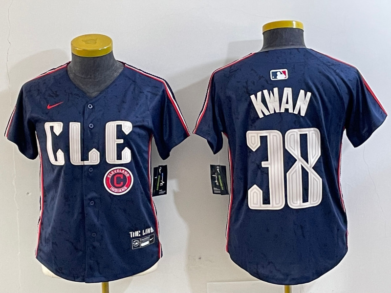 Personalized Women’s Cleveland Guardians #38 Steven Kwan Navy 2024 City Connect Limited Stitched Jerseys