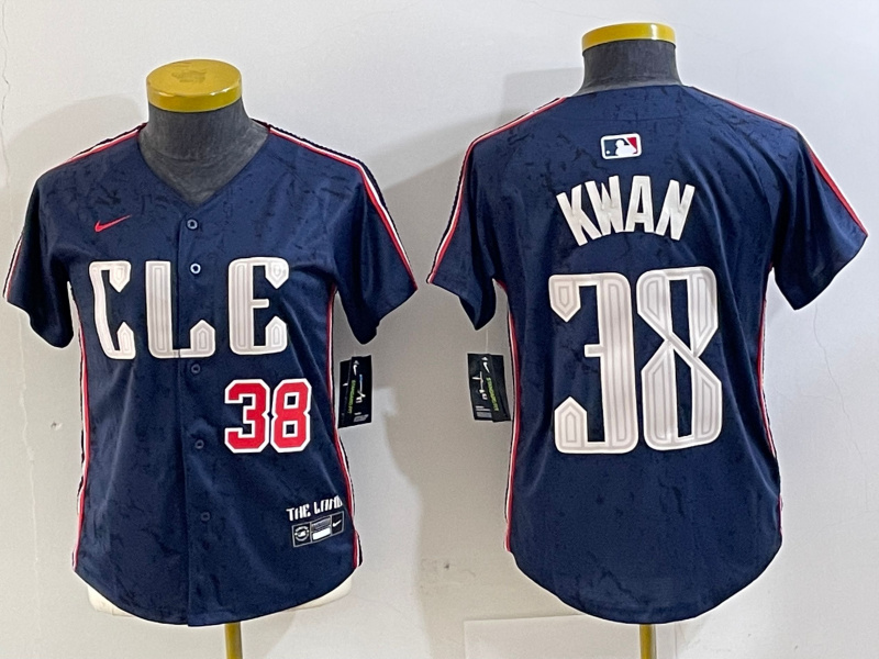 Personalized Women’s Cleveland Guardians #38 Steven Kwan Navy 2024 City Connect Limited Stitched Jerseys