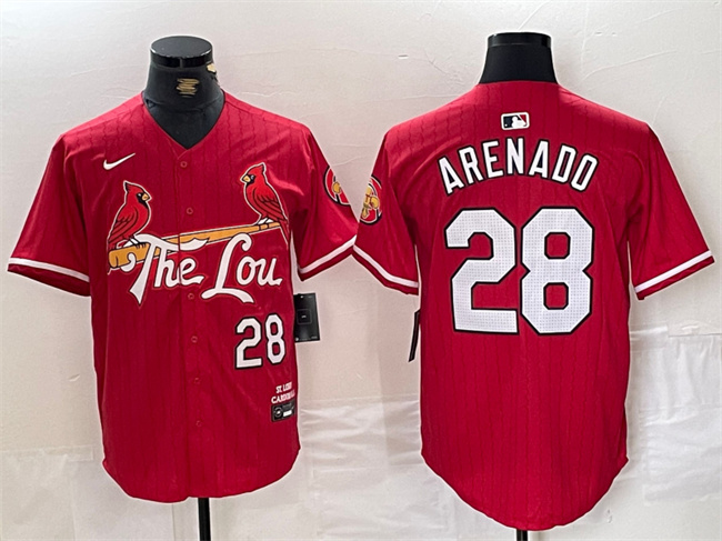 Personalized Men’s St. Louis Cardinals #28 Nolan Arenado Red 2024 City Connect Stitched Baseball Jersey