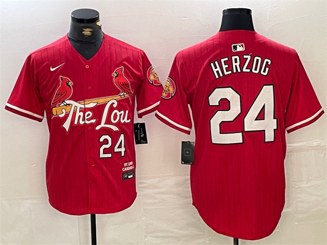 Personalized Men’s St. Louis Cardinals #24 Whitey Herzog Red 2024 City Connect Limited Stitched Baseball Jersey