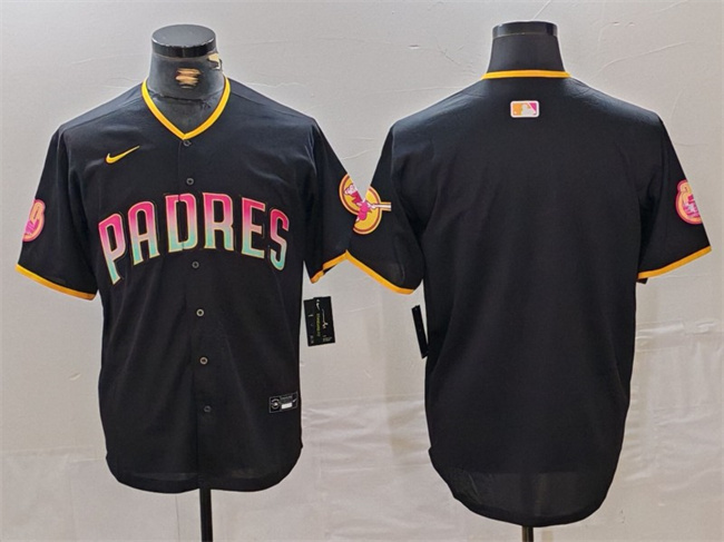 Personalized Men’s San Diego Padres Blank Black Cool Base Stitched Baseball Jersey