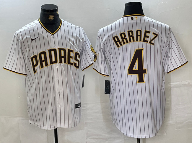Personalized Men’s San Diego Padres #4 Luis Arraez White Cool Base Stitched Baseball Jersey