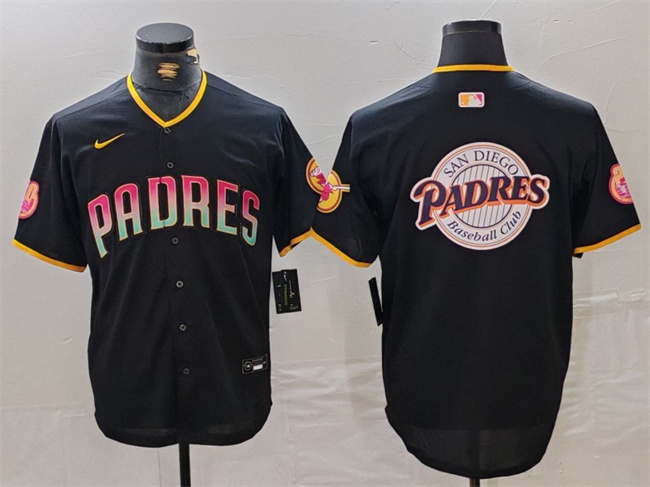 Personalized Men’s San Diego Padres Black Team Big Logo Cool Base Stitched Baseball JerseyS
