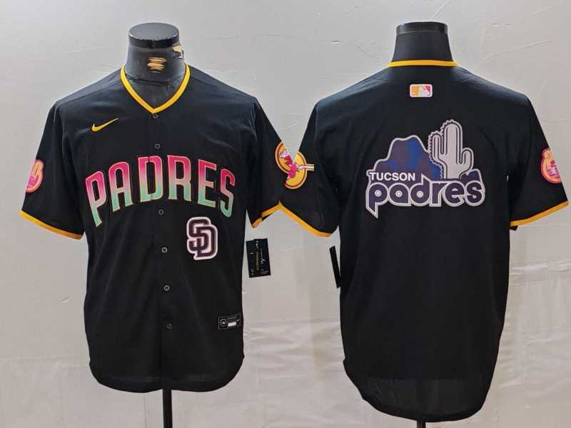 Personalized Men’s San Diego Padres Black Team Big Logo Cool Base Stitched Baseball Jerseys
