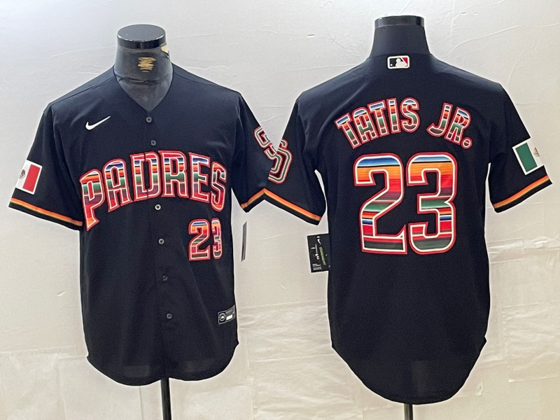 Personalized Men’s San Diego Padres #23 Fernando Tatis Jr. Mexico Black Cool Base Stitched Baseball jerseys