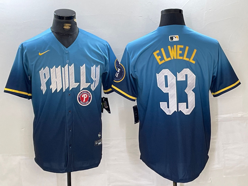 Personalized Men’s Philadelphia Phillies #93 Jason Elwell Blue 2024 City Connect Limited Stitched Jerseys