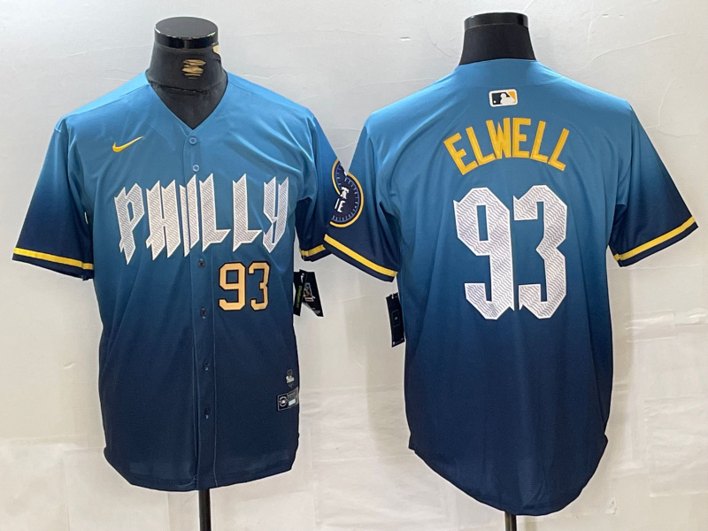 Personalized Men’s Philadelphia Phillies #93 Jason Elwell Blue 2024 City Connect Limited Stitched Jerseys