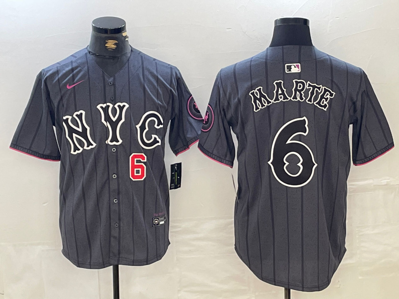 Personalized Men’s New York Mets Graphite 2024 City Connect Limited Stitched Baseball Jersey