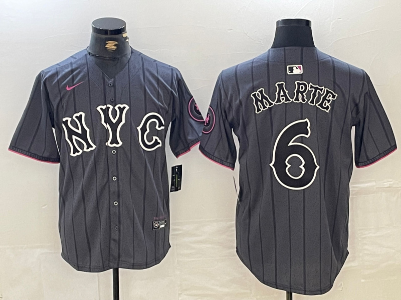 Personalized Men’s New York Mets Graphite 2024 City Connect Limited Stitched Baseball Jerseys
