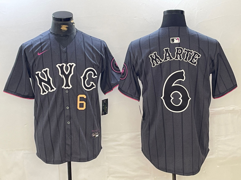 Personalized Men’s New York Mets Graphite 2024 City Connect Limited Stitched Baseball Jerseys