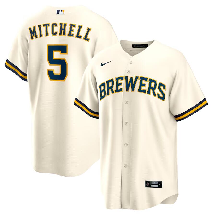 Personalized Men’s Milwaukee Brewers #5 Garrett Mitchell Cream Jersey