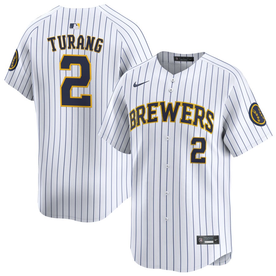 Personalized Milwaukee Brewers #2 Brice Turang Alternate Limited White Jersey