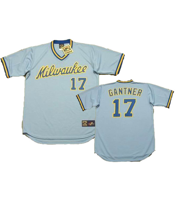Personalized Men’s Jim Gantner #17 Milwaukee Brewers 1982 Majestic Cooperstown Throwback Away Jersey