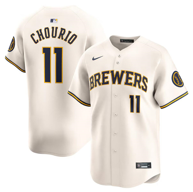 Personalized Men’s Milwaukee Brewers #11 Jackson Chourio Cream 2024 Home Limited Stitched Baseball Jersey
