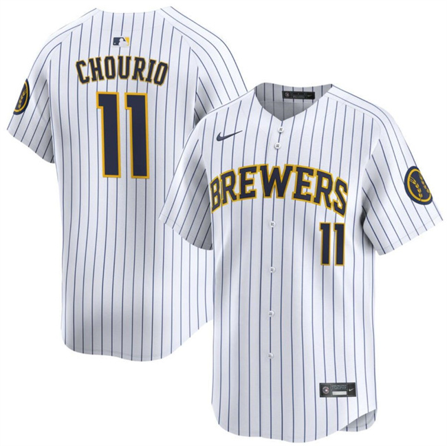 Personalized Men’s Milwaukee Brewers #11 Jackson Chourio White 2024 Alternate Limited Stitched Baseball Jersey