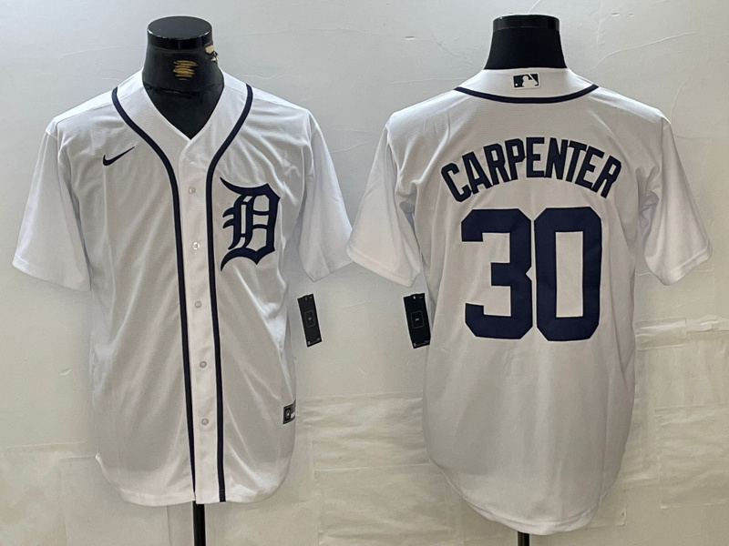 Personalized Men’s Detroit Tigers #30 Kerry Carpenter White Cool Base Stitched Baseball Jersey